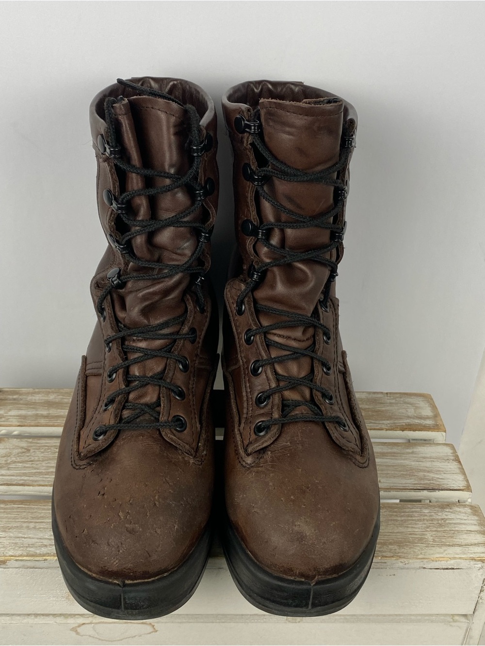 Belleville brown leather steel toe flight combat boots unisex Men 5.5W Women7.5W - Picture 5 of 16